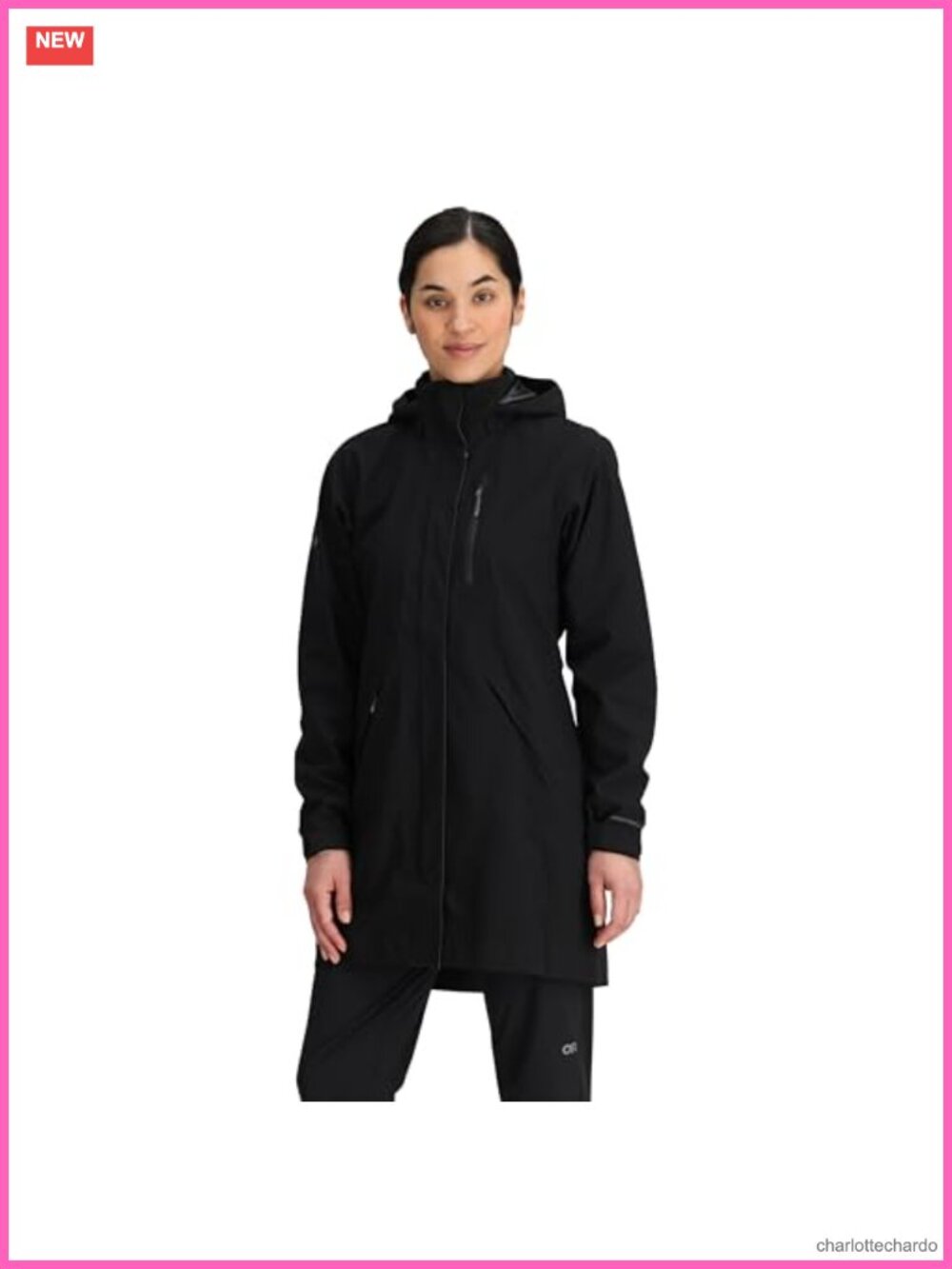 Waterproof Trench Coat Recycled Nylon High Stretch Adjustable Hood